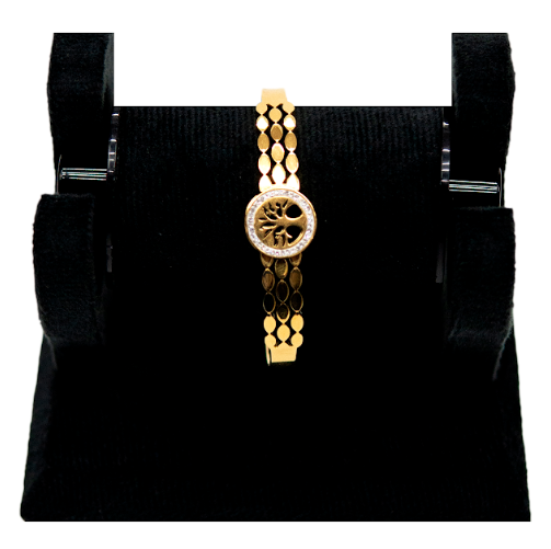 Gold Bracelet with Round Cut-Out Charm | Minimal Daily Wear Jewellery